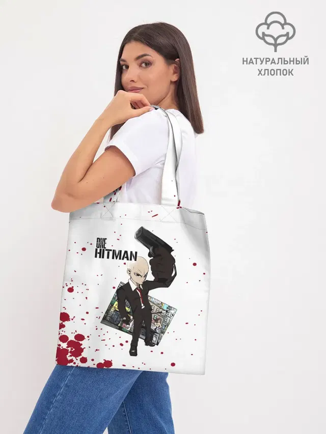 Шоппер базовый с принтом «Ванпанчмен — ONE HITMAN»