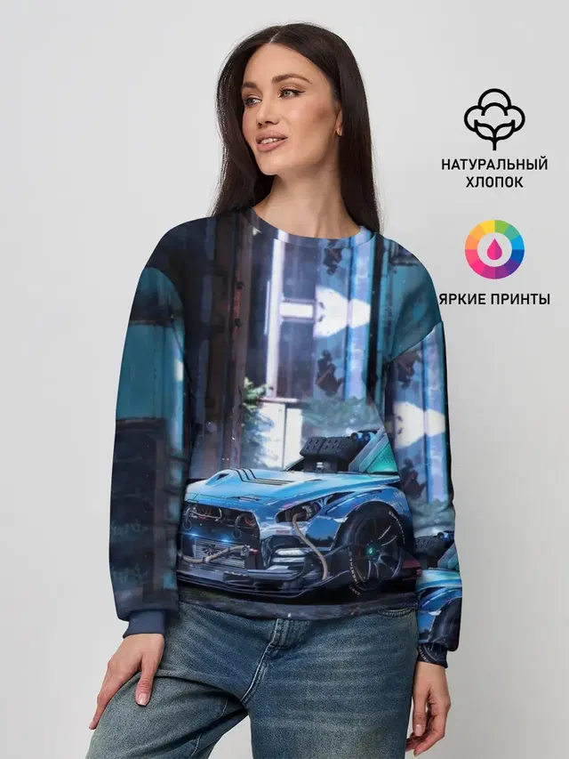 Женский свитшот с принтом «Nissan — Nissan GTR R35»