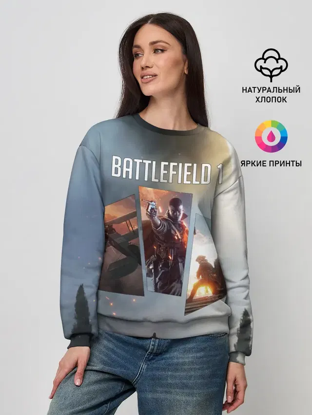 Женский свитшот с принтом «BATTLEFIELD — Battlefield 1»