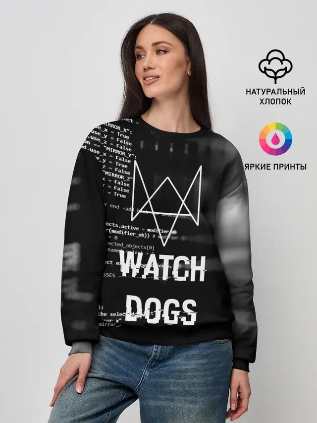 Женский свитшот с принтом «Watch Dogs 2 — Wath dogs 2 Хакер»