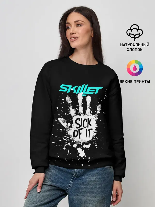 Женский свитшот с принтом «Skillet — Sick of it»