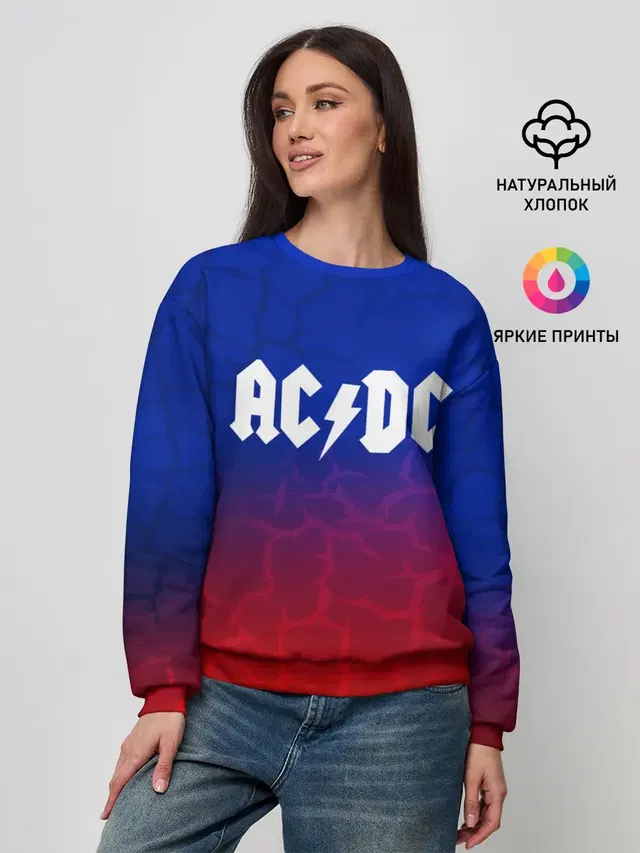 Женский свитшот с принтом «AC — AC/DC angel&devil»