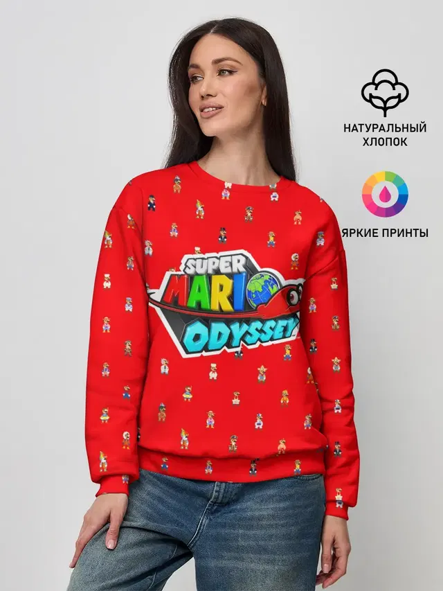 Женский свитшот с принтом «Mario — Super Mario Odyssey»