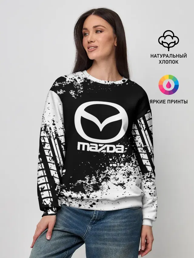 Женский свитшот с принтом «Mazda — Mazda abstract sport»