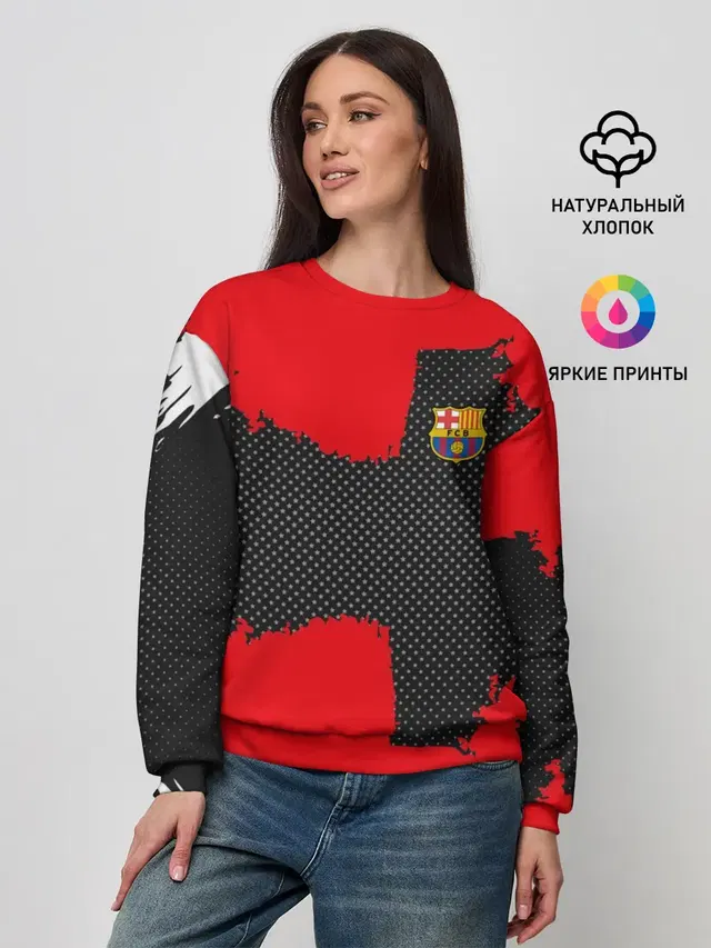 Женский свитшот с принтом «Барселона — BARCELONA SPORT RED»