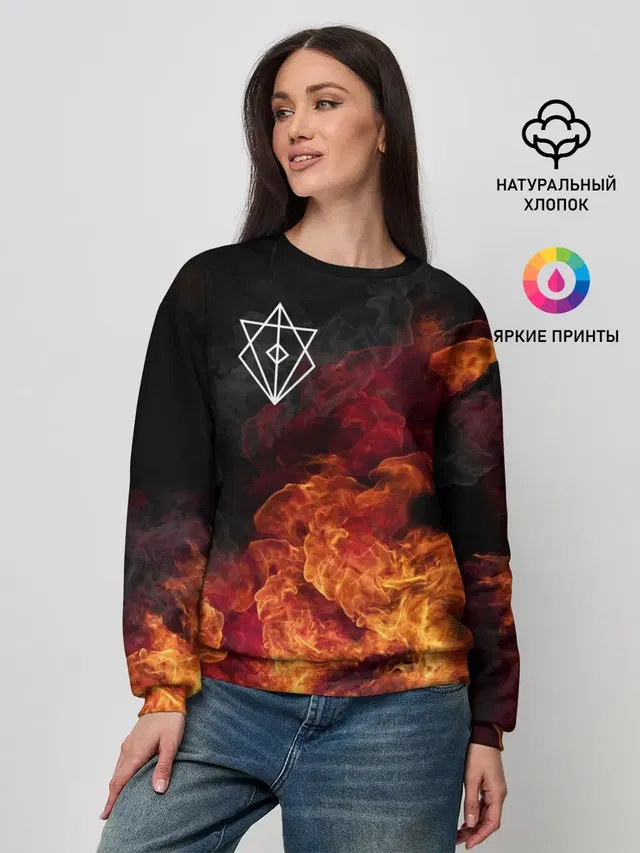 Женский свитшот с принтом «In Flames — В огне»