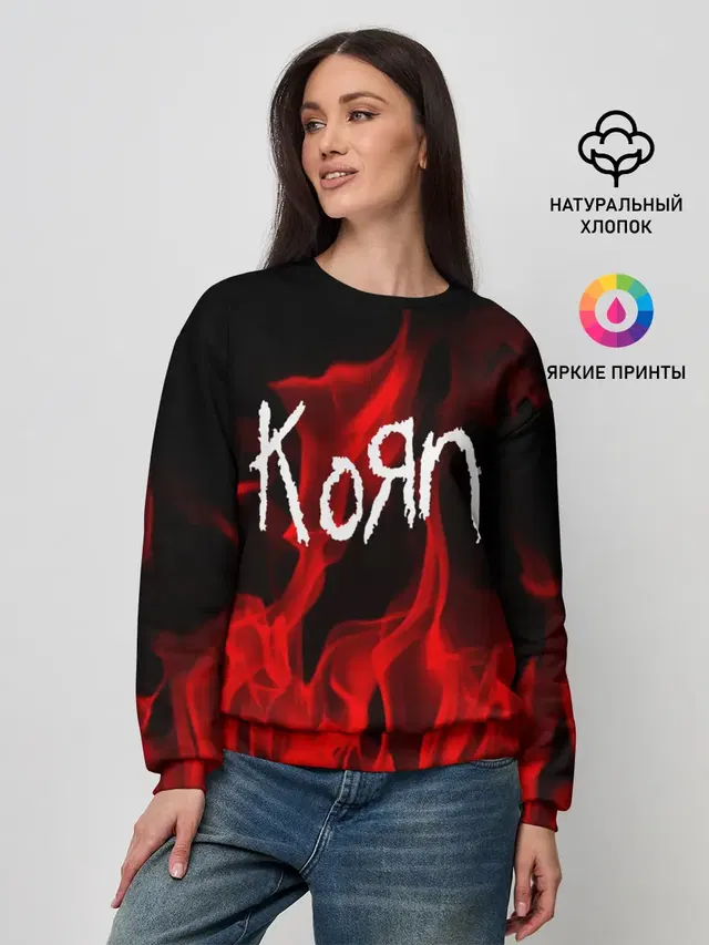 Женский свитшот с принтом «KoЯn»