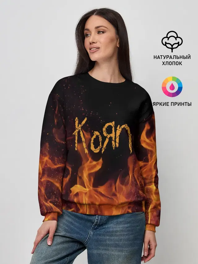 Женский свитшот с принтом «KoЯn — Korn»