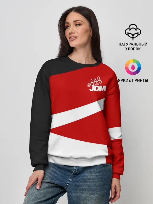Женский свитшот с принтом «JDM Style — JDM SPORT»
