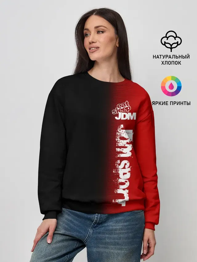 Женский свитшот с принтом «JDM Style — JDM SPORT»