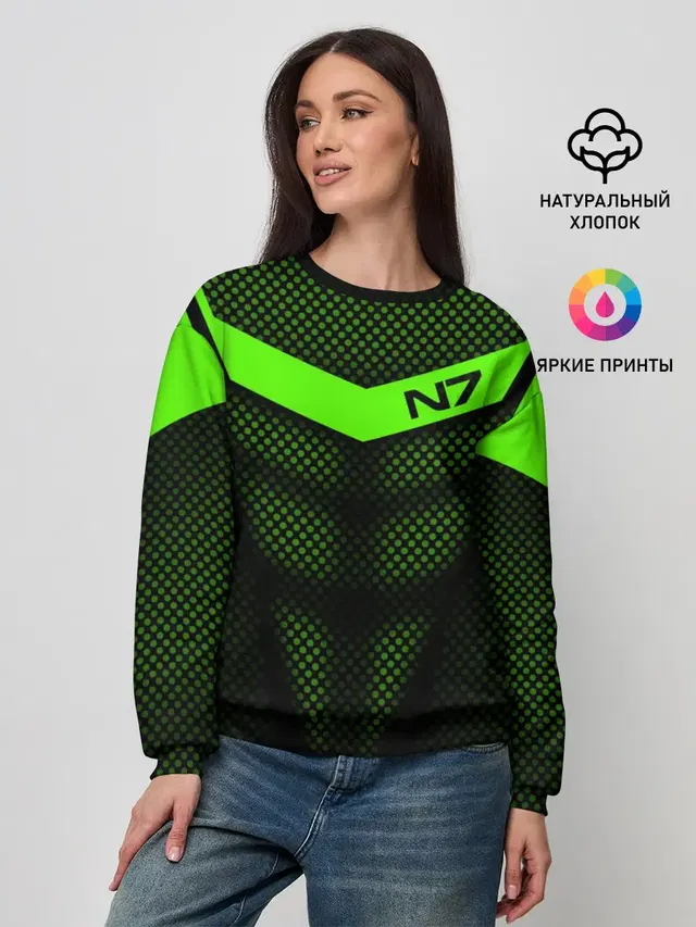 Женский свитшот с принтом «Mass Effect — Mass Effect N7»