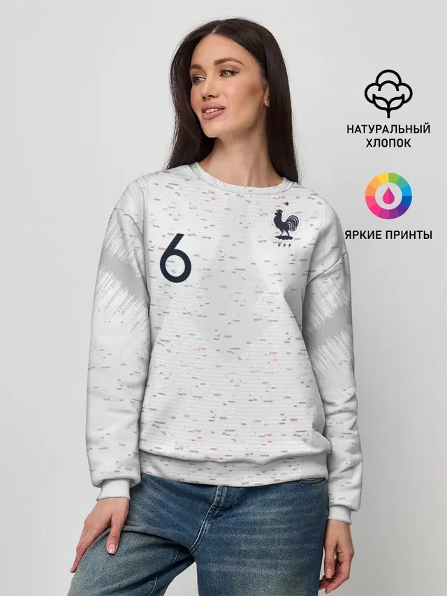 Женский свитшот с принтом «Сборная Франции — Pogba away 2018 WC»