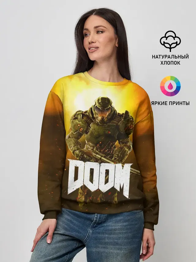 Женский свитшот с принтом «Дум — DOOM 2016»