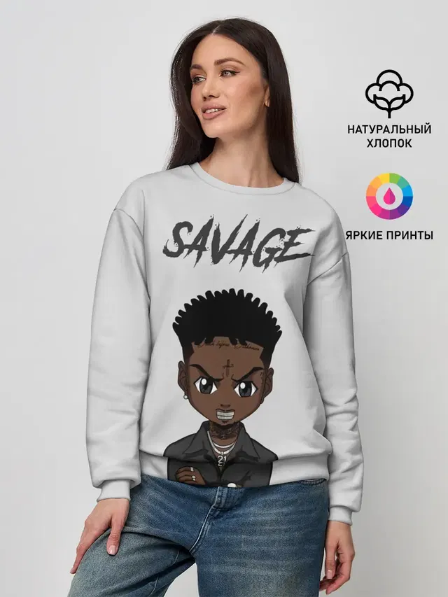 Женский свитшот с принтом «Зарубежные — 21 Savage»
