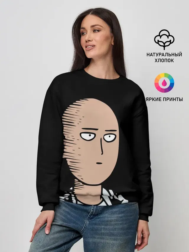 Женский свитшот с принтом «Ванпанчмен — One-Punch Man Ванпачмен»