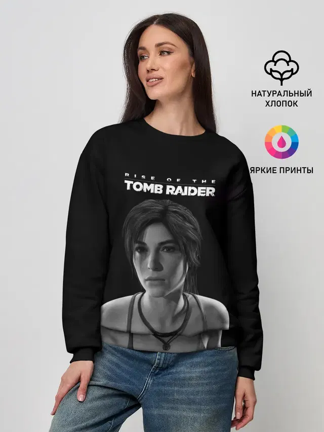 Женский свитшот с принтом «Tomb Raider — Rise if The Tomb Raider»
