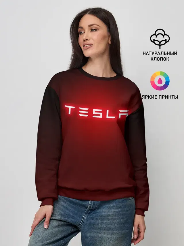 Женский свитшот с принтом «Tesla»