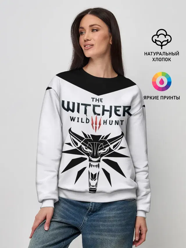 Женский свитшот с принтом «Wolf School Medallion — THE WITCHER 3: WILD HUNT»