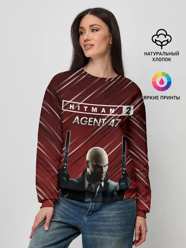 Женский свитшот с принтом «Hitman — Hitman 2 #2»