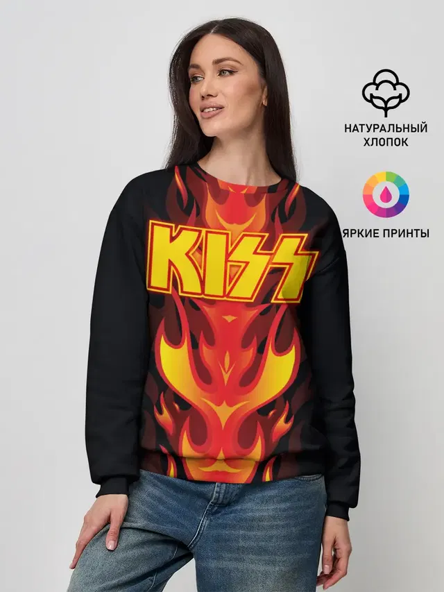 Женский свитшот с принтом «Kiss»