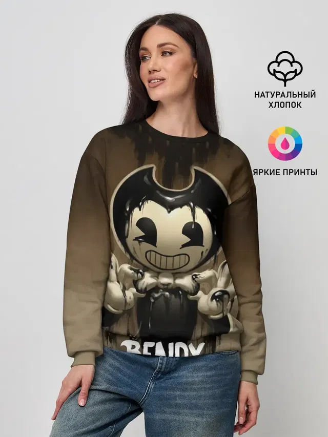 Женский свитшот с принтом «Bendy and the ink machine — Bendy»