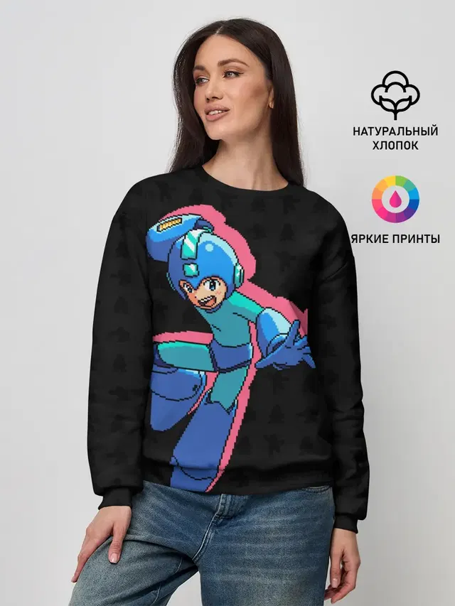 Женский свитшот с принтом «Retro Games — Mega Man»