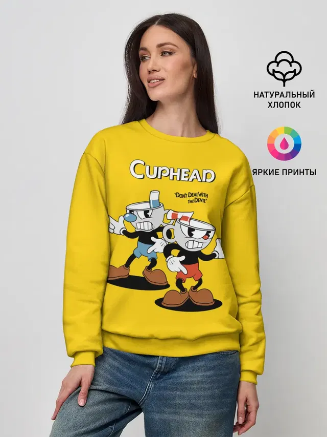 Женский свитшот с принтом «Cuphead»