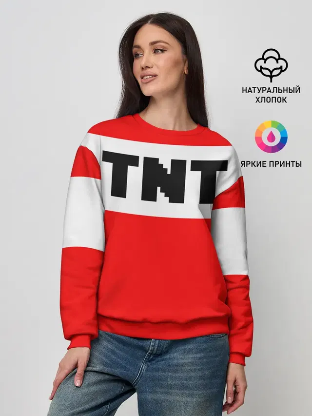 Женский свитшот с принтом «Майнкрафт — TNT»