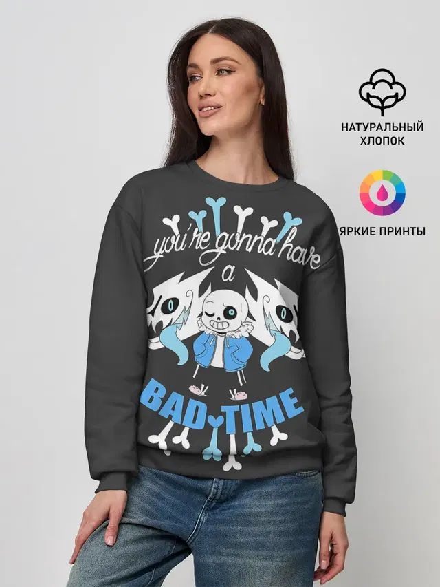 Женский свитшот с принтом «BAD Time»