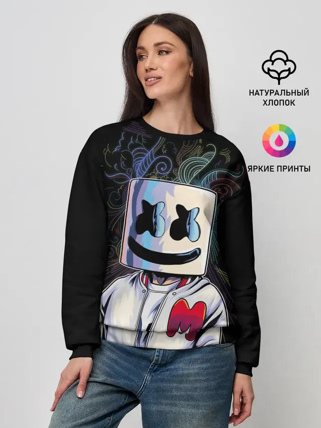 Женский свитшот с принтом «Marshmello — M»