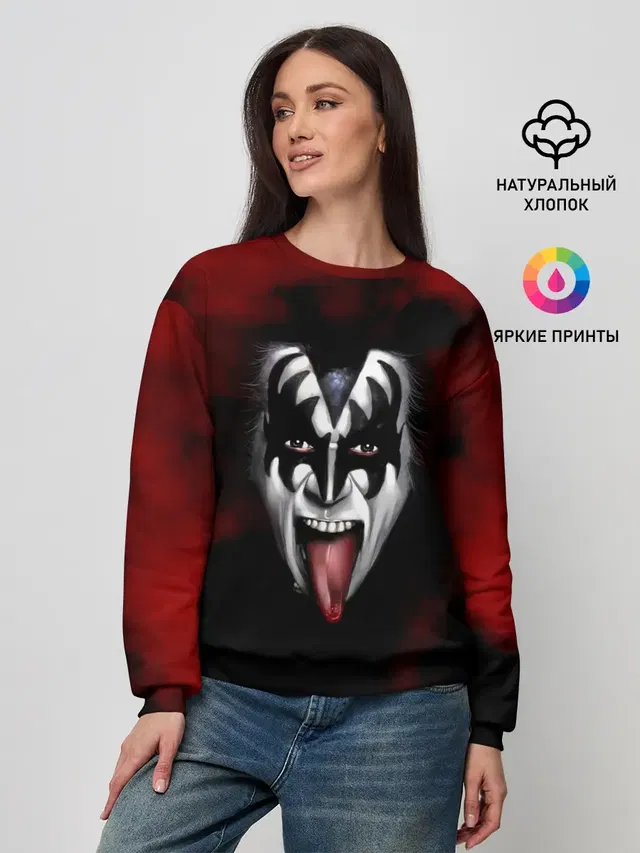 Женский свитшот с принтом «Kiss»