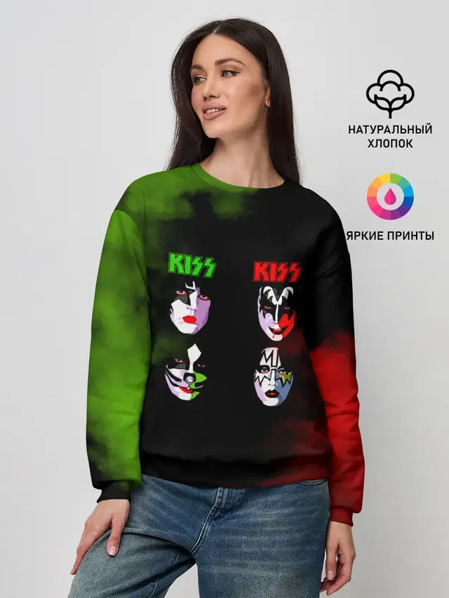 Женский свитшот с принтом «Kiss»