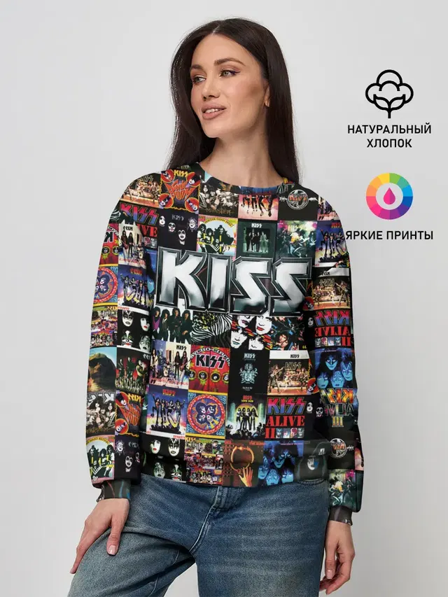 Женский свитшот с принтом «Kiss»