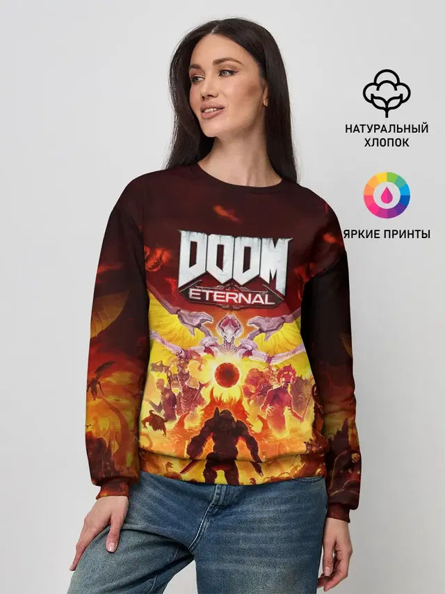 Женский свитшот с принтом «Дум — DOOM Eternal»