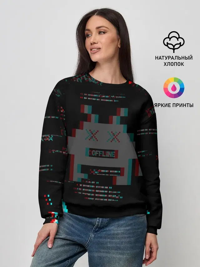 Женский свитшот с принтом «Binary code — WATCH DOGS DED SEC»