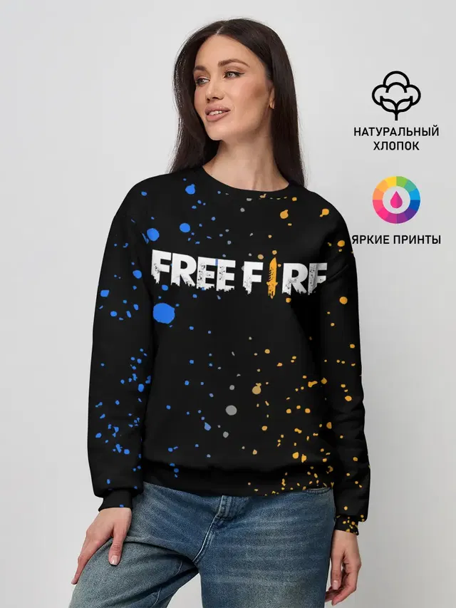 Женский свитшот с принтом «Фри Файер — FREE FIRE»