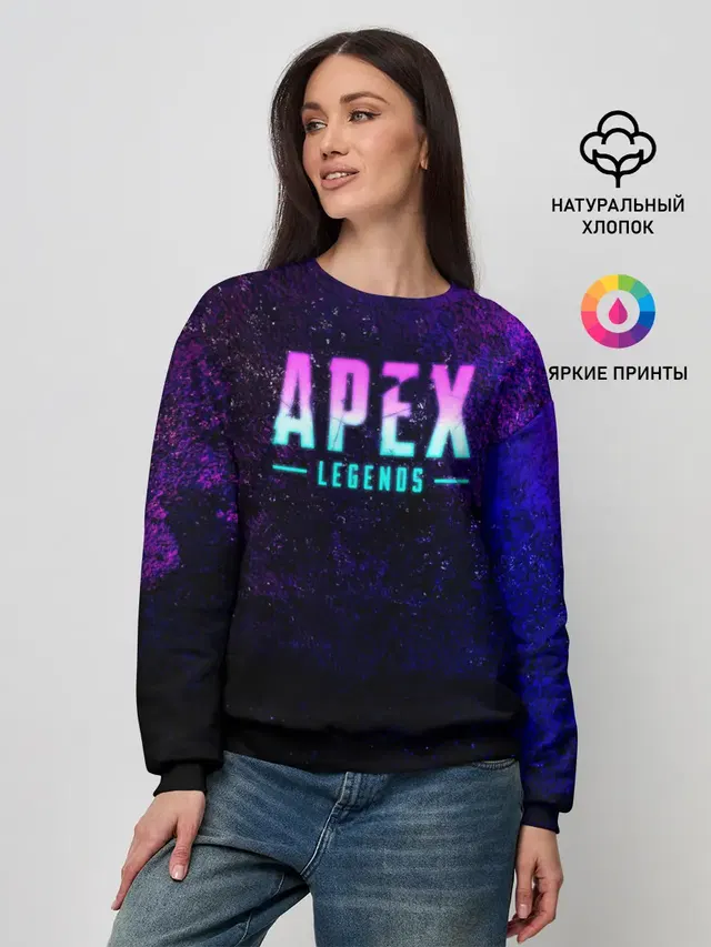 Женский свитшот с принтом «Apex Legends. Neon logo»