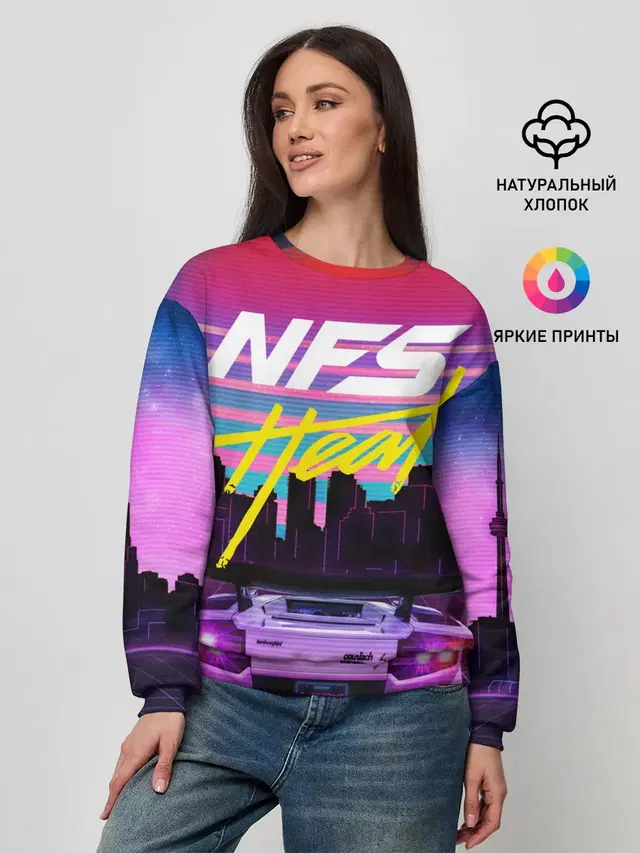Женский свитшот с принтом «Lamborghini Countach — Need For Speed Heat»