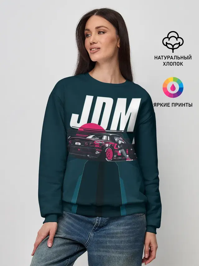 Женский свитшот с принтом «Anime girl — JDM»