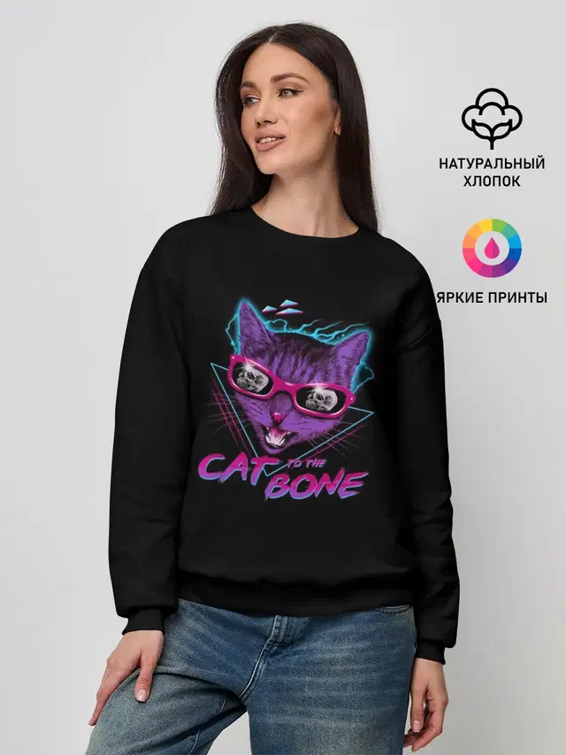 Женский свитшот с принтом «Hotline Miami — Cat To The Bone»