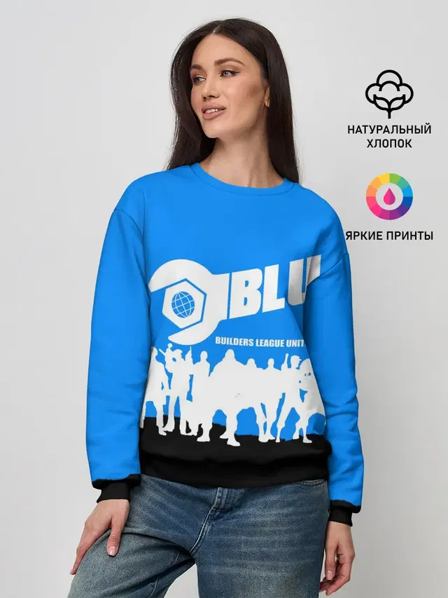 Женский свитшот с принтом «Team Fortress — TEAM FORTRESS 2 BLUE TEAM»