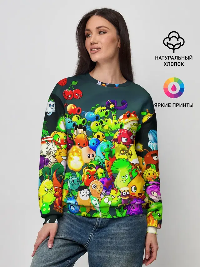 Женский свитшот с принтом «Plants vs. Zombies»