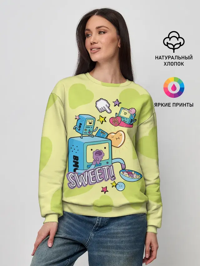 Женский свитшот с принтом «Время приключений — Sweet BMOs»
