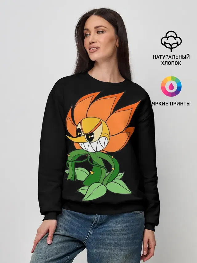 Женский свитшот с принтом «Cuphead - Кэгни Гвоздика»