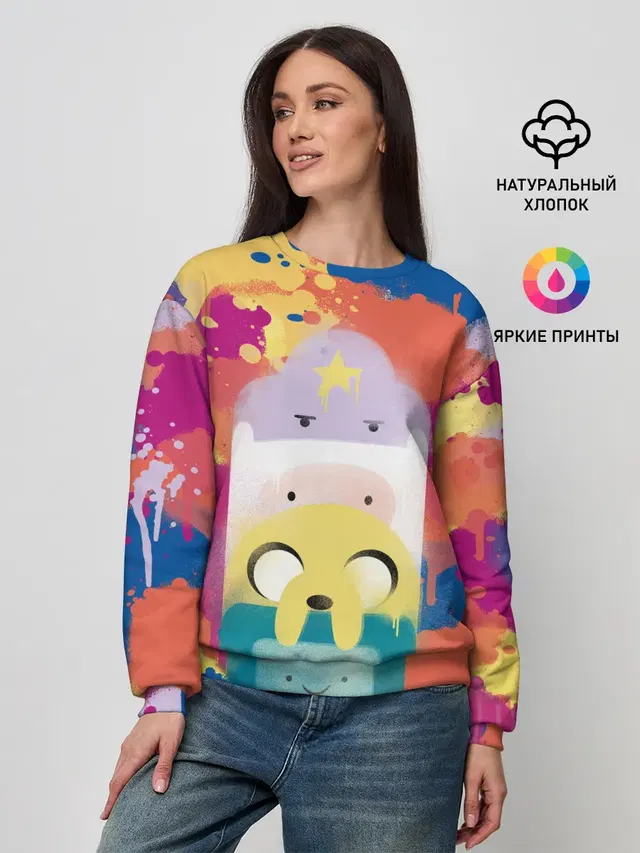 Женский свитшот с принтом «Время приключений — Adventure Time»