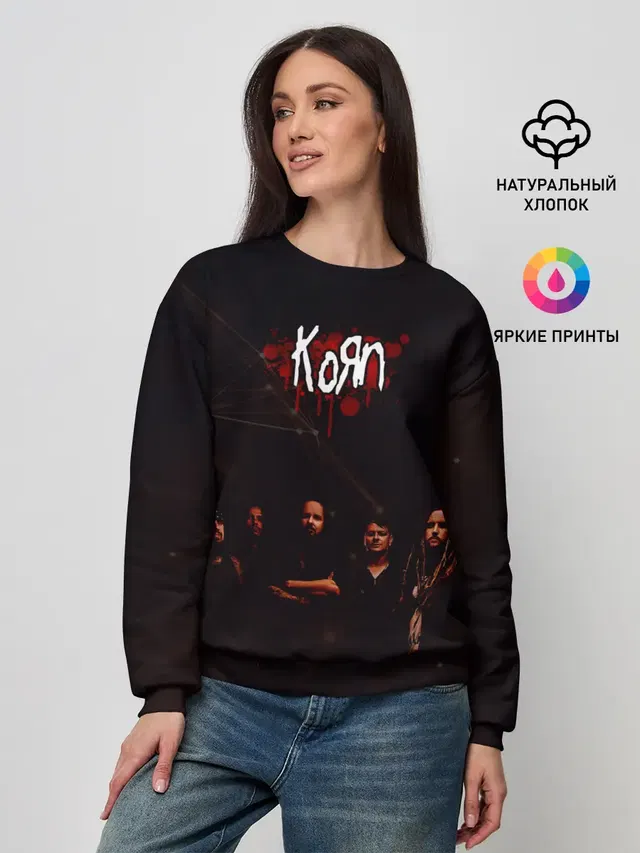 Женский свитшот с принтом «KoЯn — Korn»