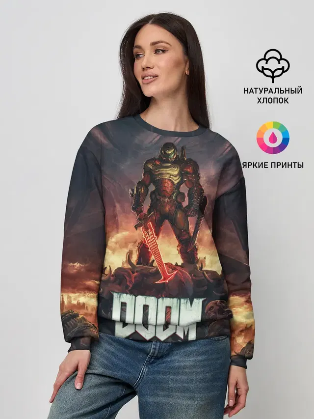 Женский свитшот с принтом «Дум — DOOM ETERNAL»