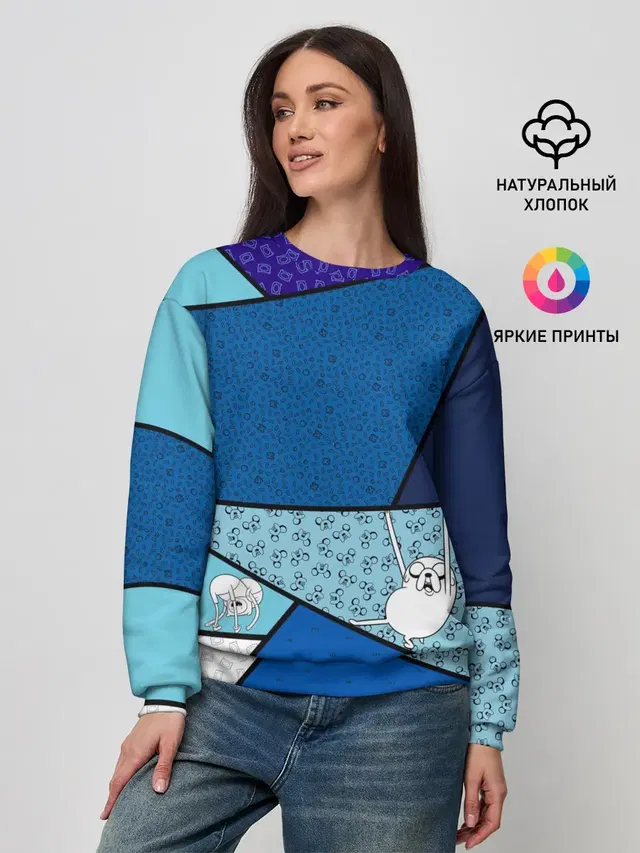 Женский свитшот с принтом «Время приключений — Finn&Jake. Geometric»