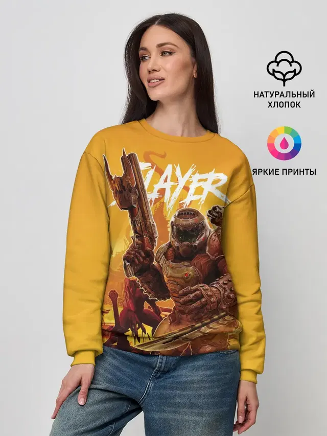 Женский свитшот с принтом «Дум — Doom Slayer»