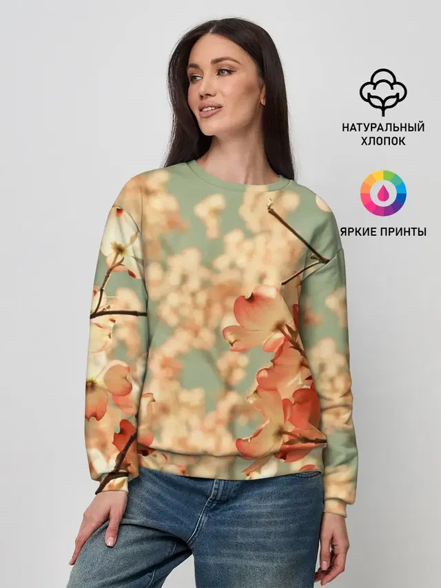 Женский свитшот с принтом «Цветы — Flowers»